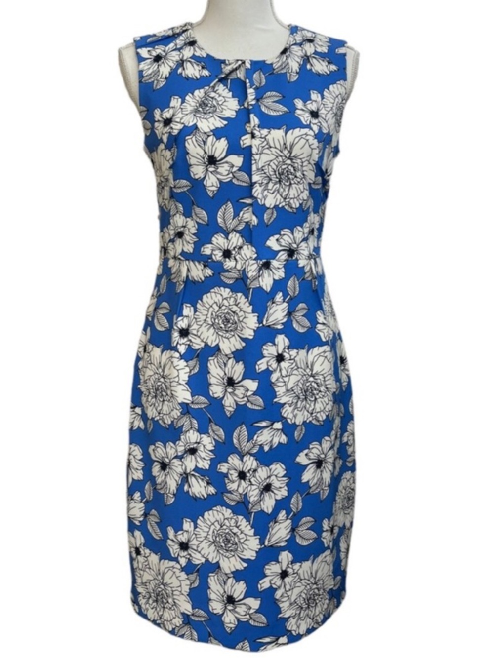 BANANA REPUBLIC Blue and White Floral Sheath Dress - Picture 3 of 5